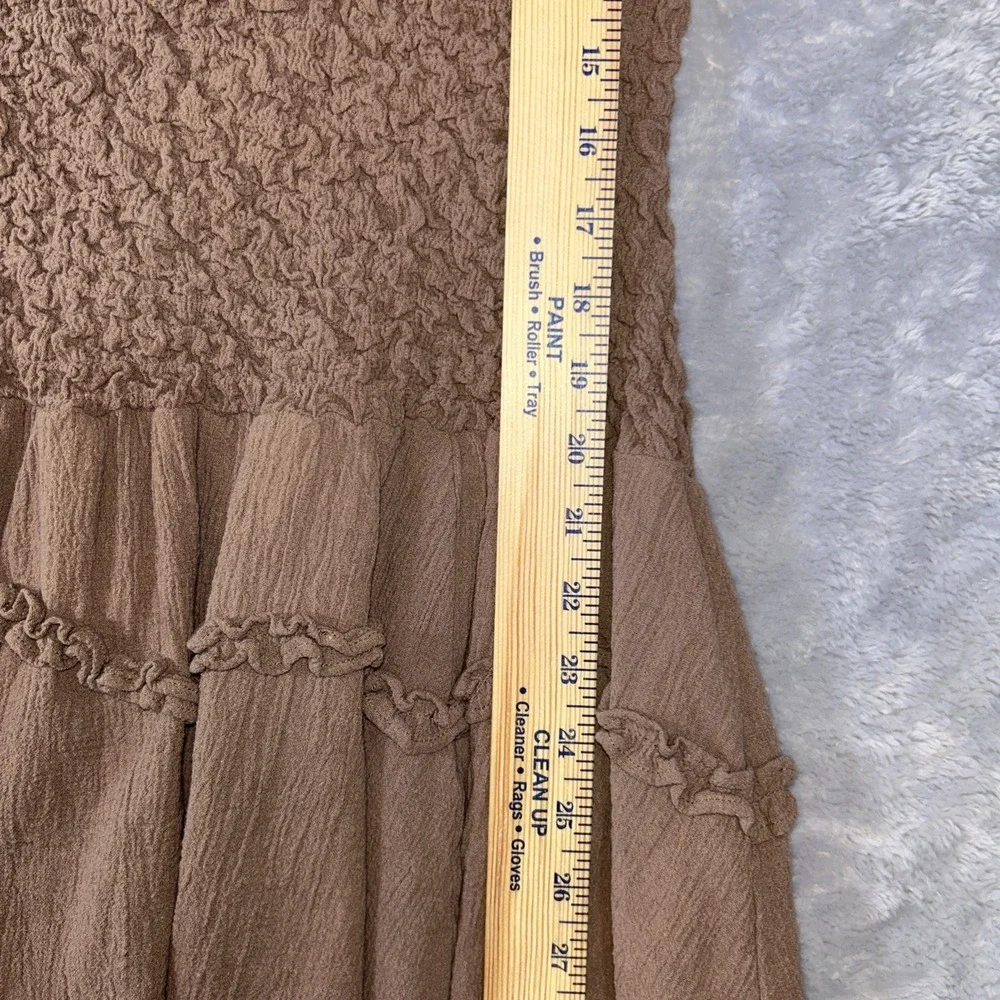 Free People Cotton Mini Dress What A Time Drop-Waist Smocked‎ Backless Brown M